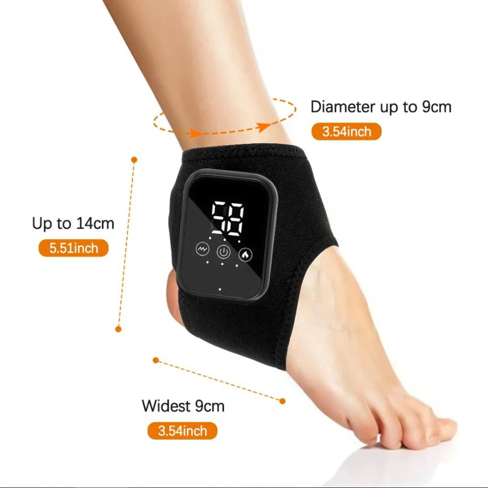 2PCS Cordless Ankle Massager with Heat & Vibration, Rechargeable Heated Foot Wrap for Pain Relief & Recovery (3 Levels)