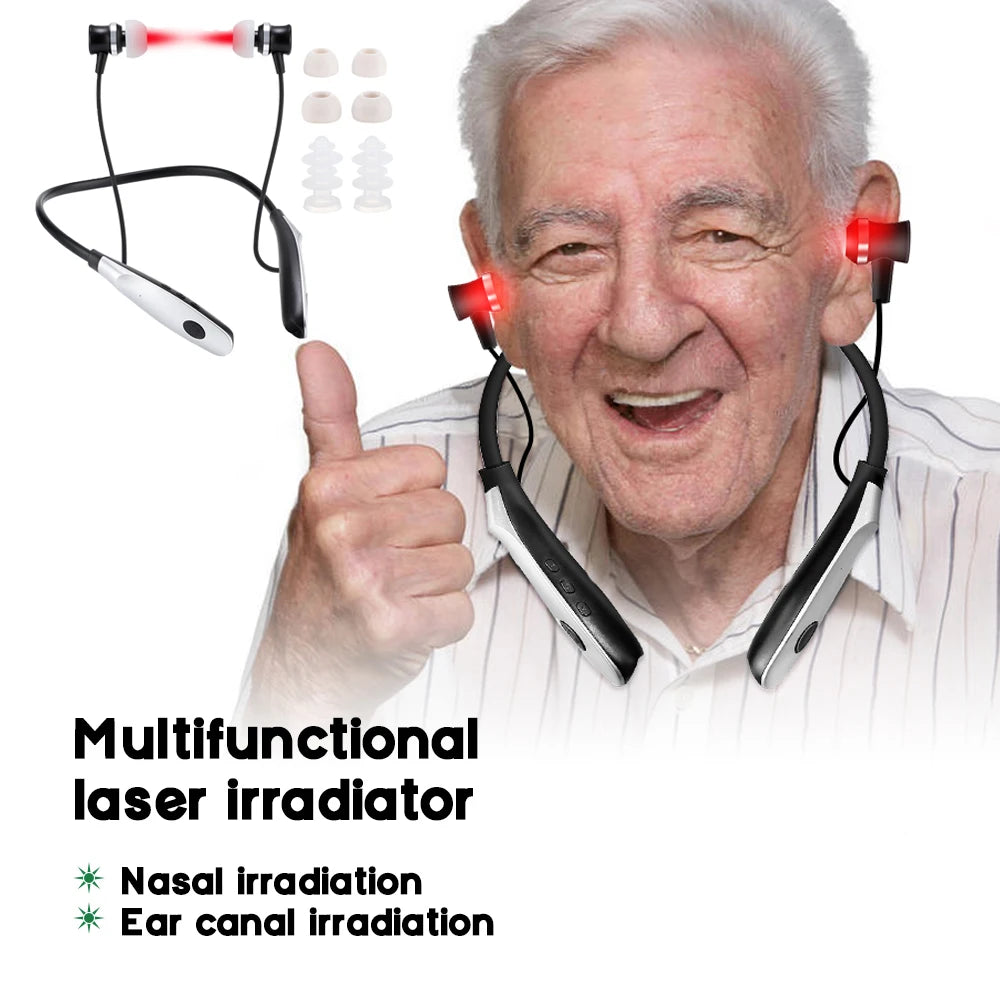 Portable 650nm Laser Ear & Nasal Irradiator, Neck-Hanging Rechargeable Therapy Device for Tinnitus & Ear Care Relief