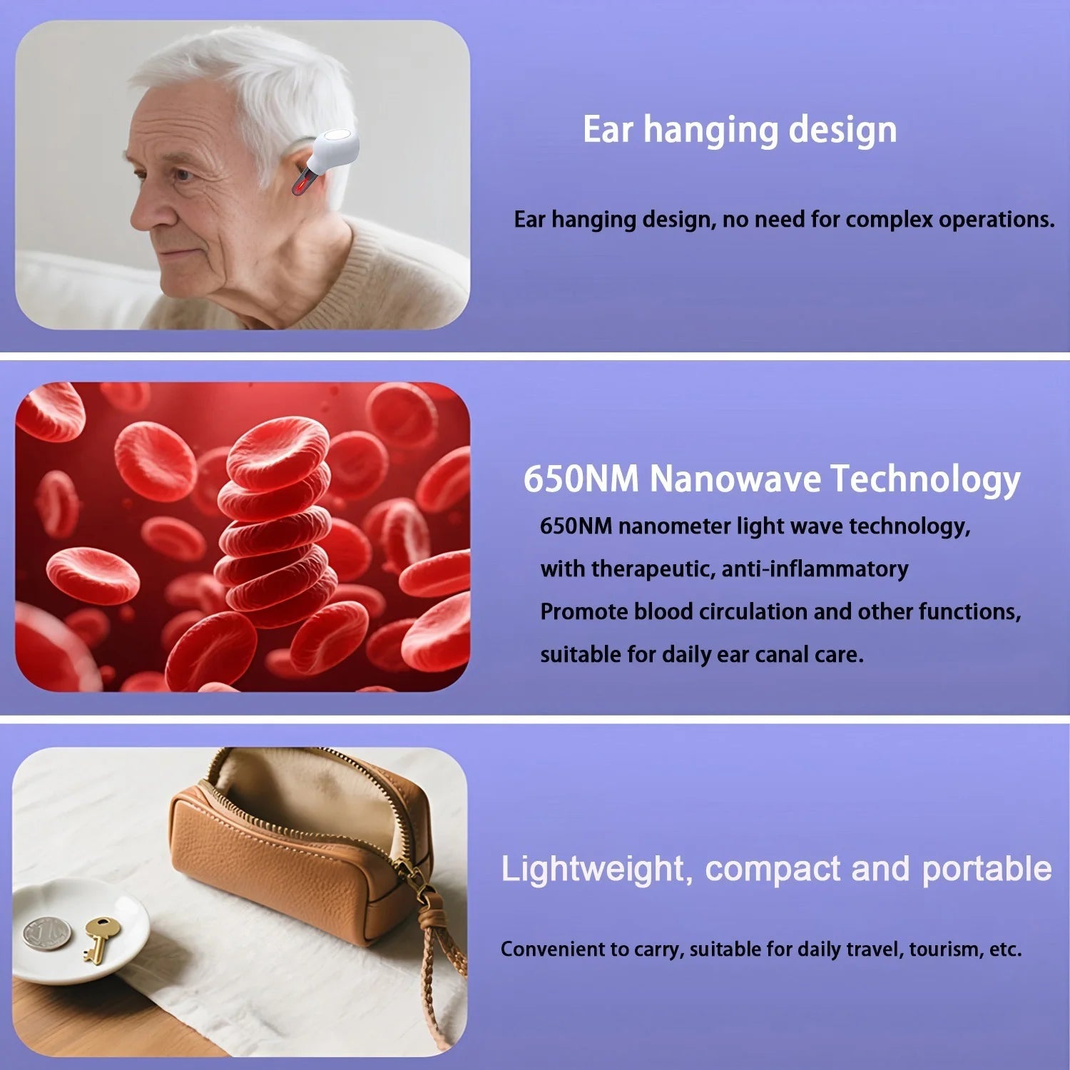650nm Red Light Laser Ear Therapy Device, Infrared Ear Canal Irradiation for Tinnitus Relief & Otitis Media Treatment