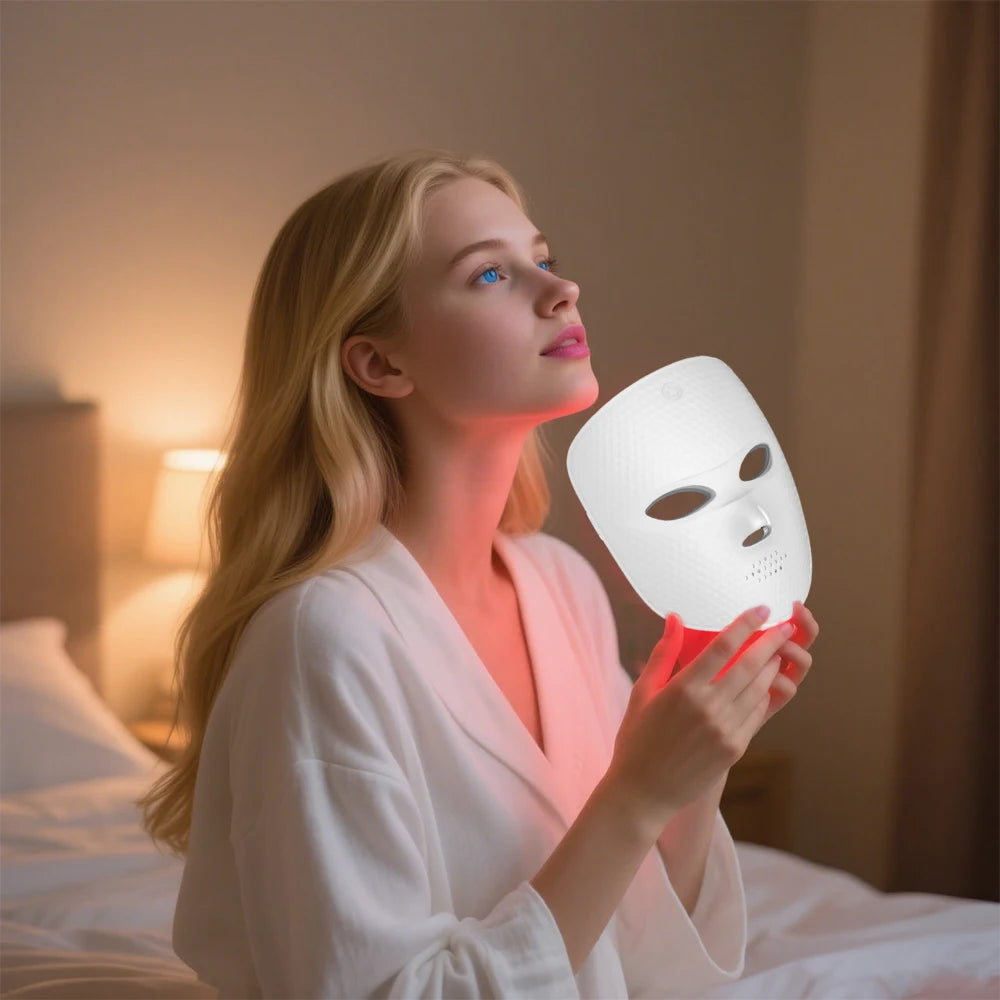 7 Colors LED Light Therapy Face Mask - Photon Rejuvenation & Skin Brightening Facial Care Tool - Home Use Beauty Device