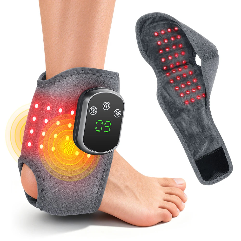Cordless Red Light Therapy Ankle Massager, 40 Triple-Core 660nm LED Heat Wrap with Vibration for Ankle Pain Relief