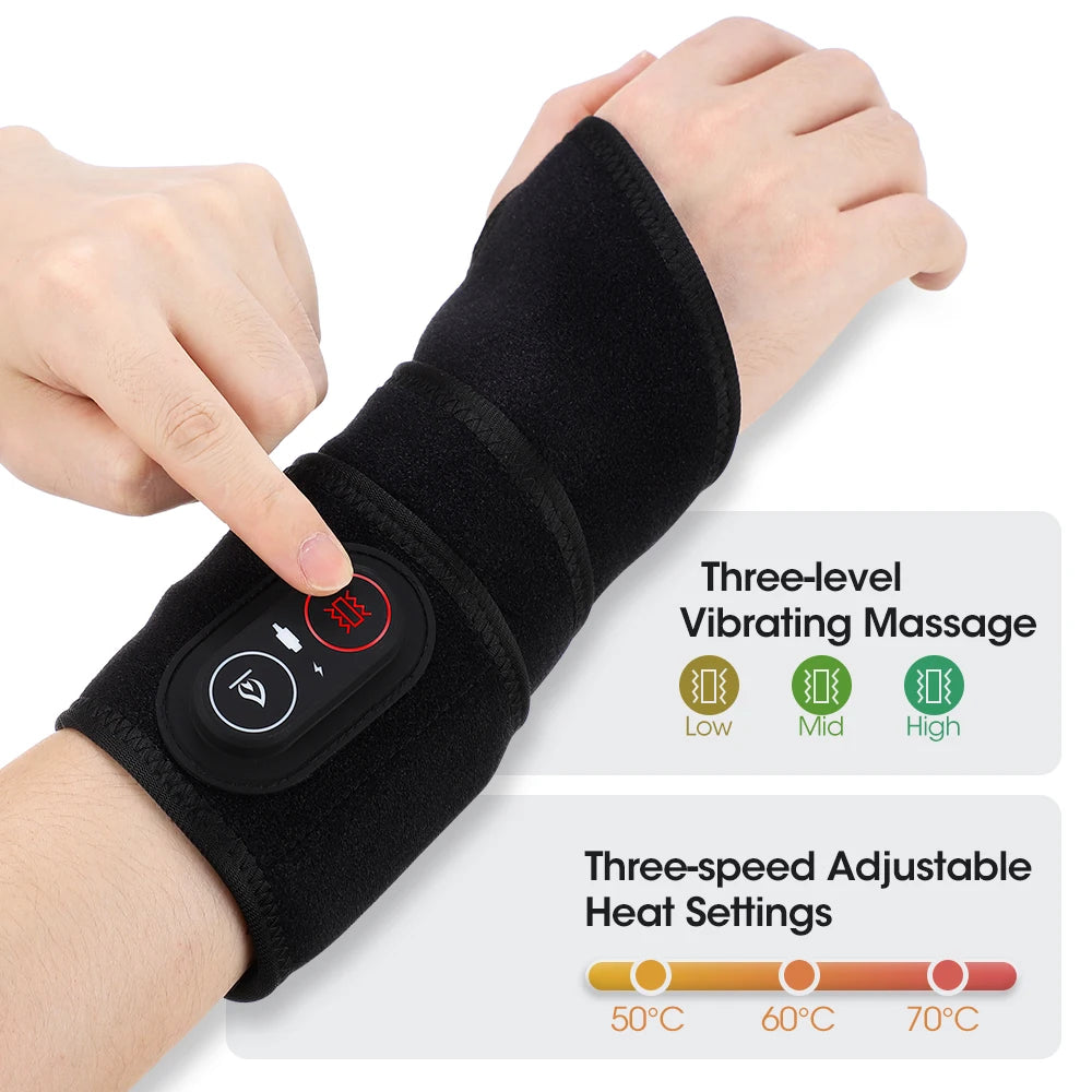 36 LED Red Light Therapy Wrist Wrap, Cordless Heated Vibration Massager for Carpal Tunnel, Arthritis & Joint Pain Relief