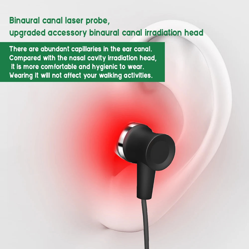 Portable 650nm Laser Ear & Nasal Irradiator, Neck-Hanging Rechargeable Therapy Device for Tinnitus & Ear Care Relief