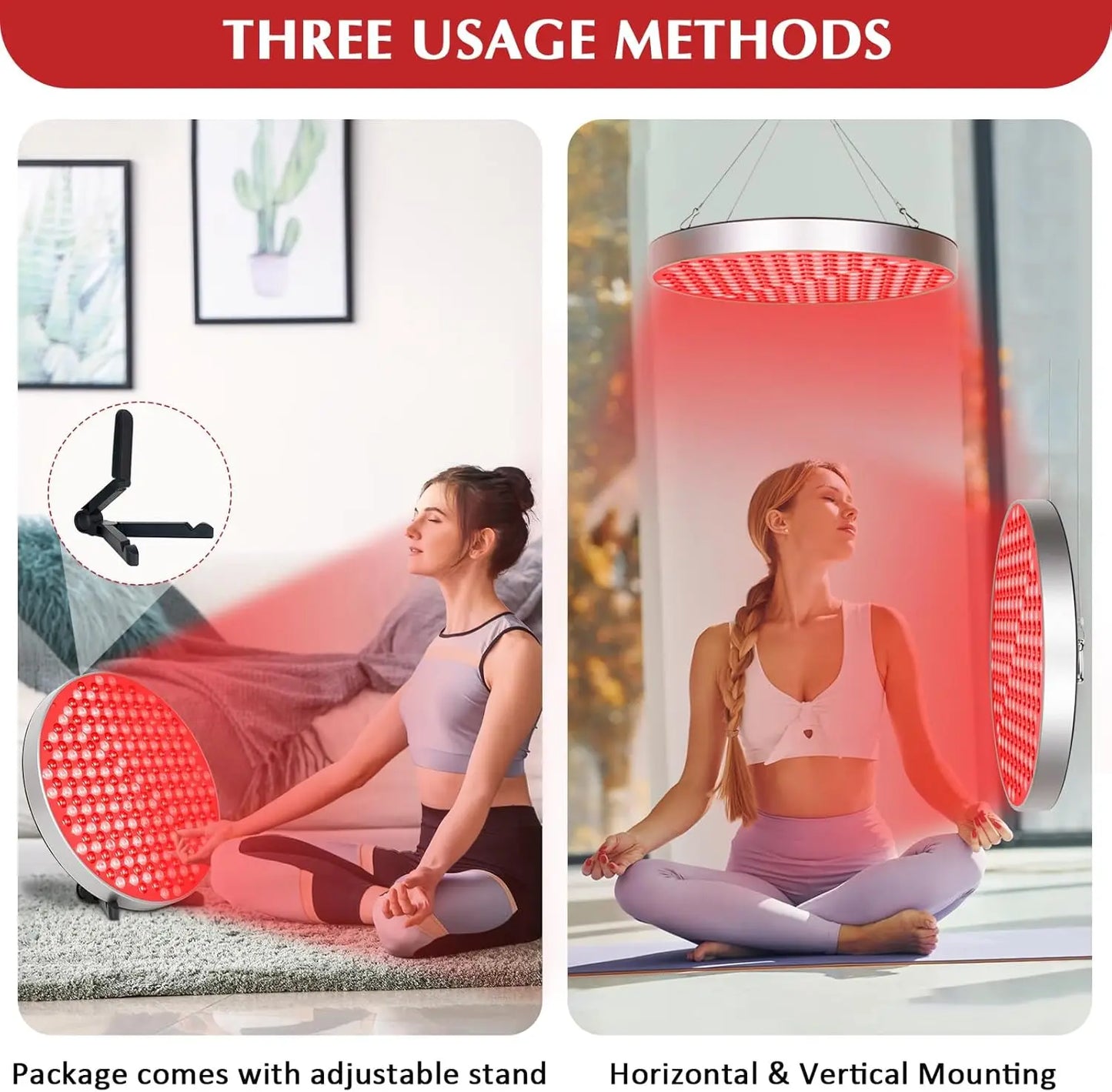 Round Red Light Therapy Lamp with Stand, 660nm 850nm Near Infrared LED Panel for Face Body Skin Care & Muscle Pain Relief