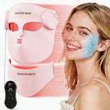 Portable 8-Color LED & Red Light Infrared Therapy Silicone Face Mask - Anti-Aging, Acne & Wrinkle Reduction for Facial Care