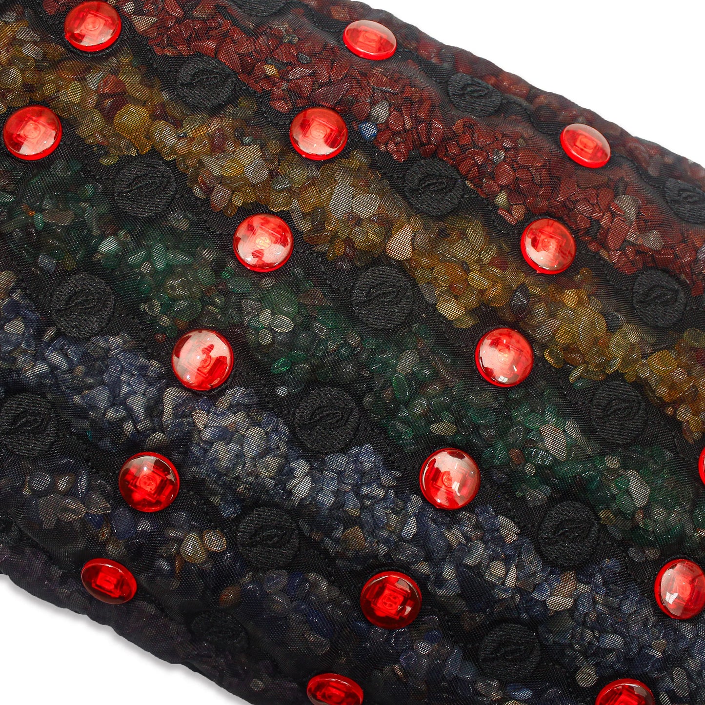 PEMF Infrared Therapy Pillow 50x20x10cm | Amethyst 7-Crystal Gemstones | 28-LED Red Light | 1 PEMF Coil | Neck & Head Massage Pillow