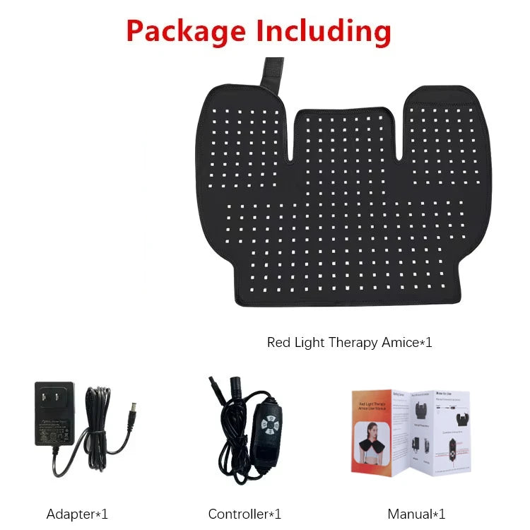 288 LEDs Red Light Therapy Shoulder Neck Wrap, 660nm 850nm Infrared Wearable Pad for Muscle Pain Relief & Relaxation