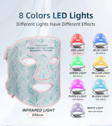 8-Color LED Light Therapy Mask for Face & Neck - Red Light Therapy for Anti-Aging & Acne Care