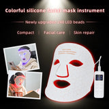 4-Color Silicone LED Face Mask, 850nm Near-Infrared & Red Light Therapy Device, 3000mAh Rechargeable Beauty Mask (240 LEDs)
