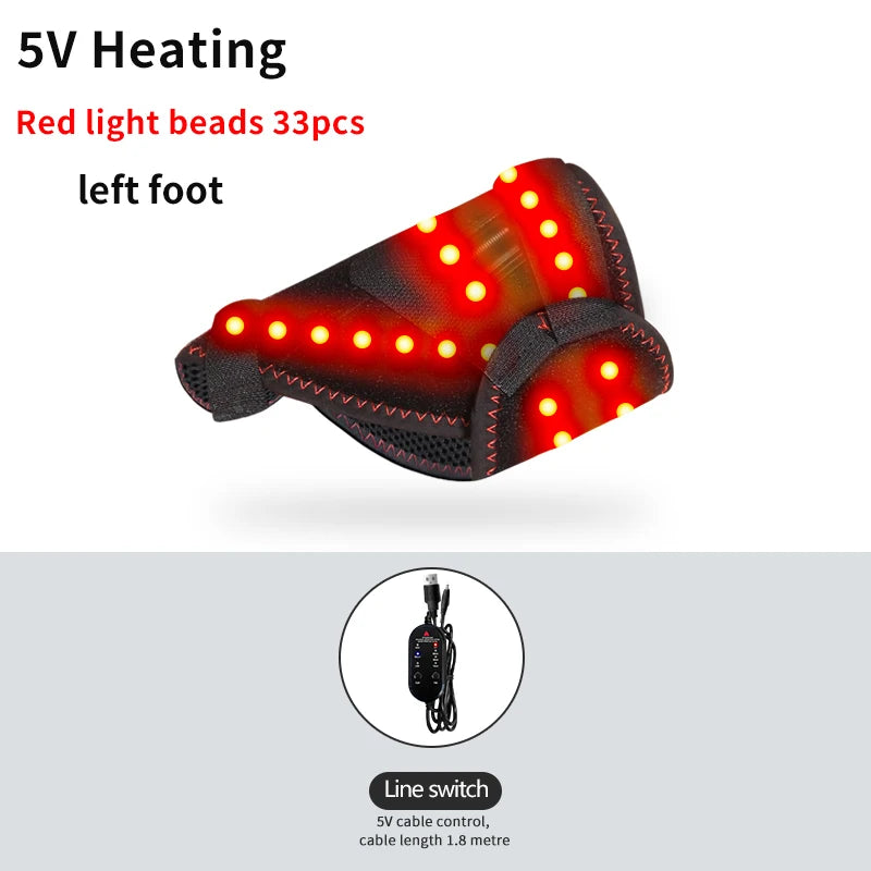 Red Light Therapy Heated Foot Pad with Vibration Massage, 3-Level Infrared Heat Wrap for Foot & Toe Joint Pain Relief