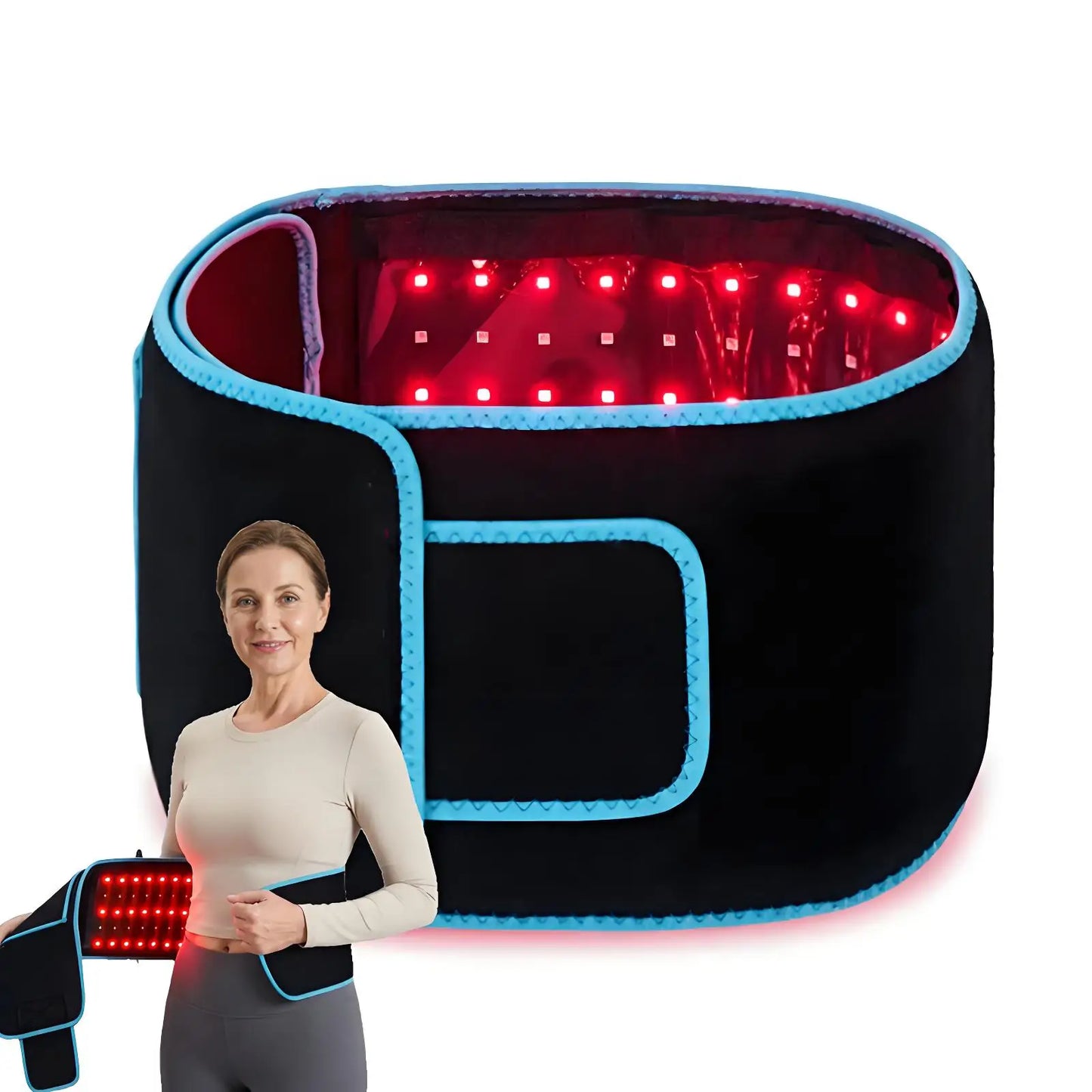660nm 850nm Red Light Therapy Belt, 3-in-1 Chip Infrared Wrap for Back Shoulder Muscle Pain Relief & Recovery