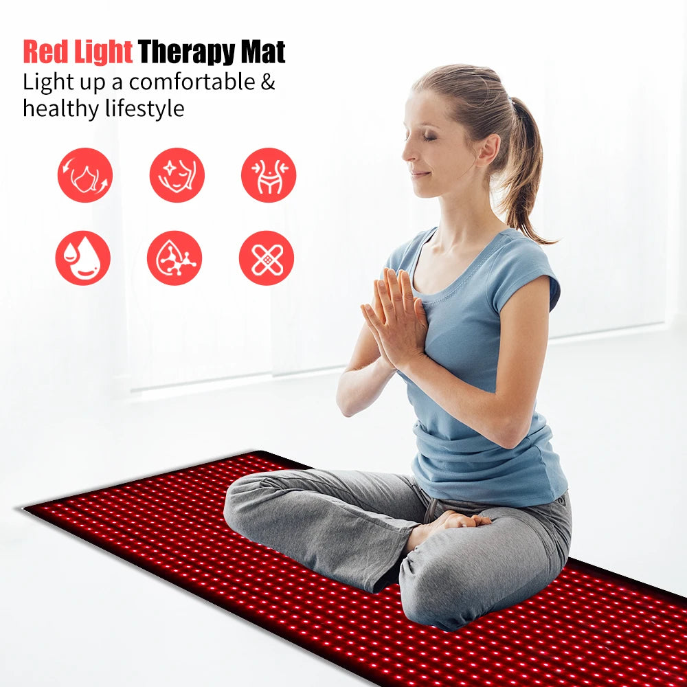 71"x31" Full Body Red Light Therapy Mat, 1280 LEDs 660nm 850nm Infrared Blanket for Pain Relief, Recovery & Wellness