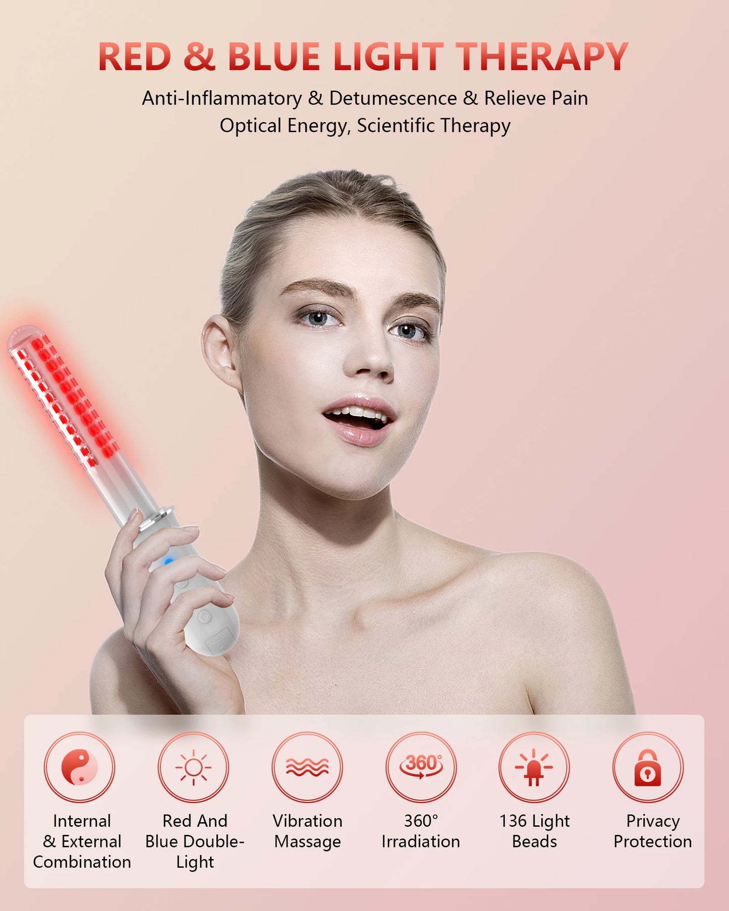 Wireless Vaginal Red Light Therapy Device, Blue Light Massager for Vaginal Tightening, Vaginitis Relief & Pelvic Care