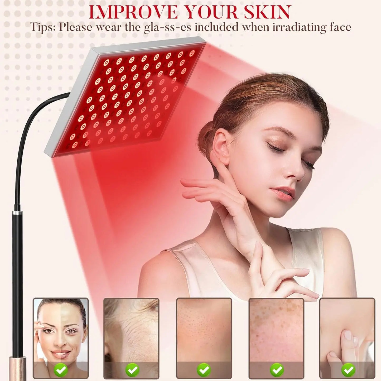 225 LEDs Red Light Therapy Panel, 660nm 850nm Infrared Lamp for Body Pain Relief, Weight Loss & Anti-Aging Skin Care