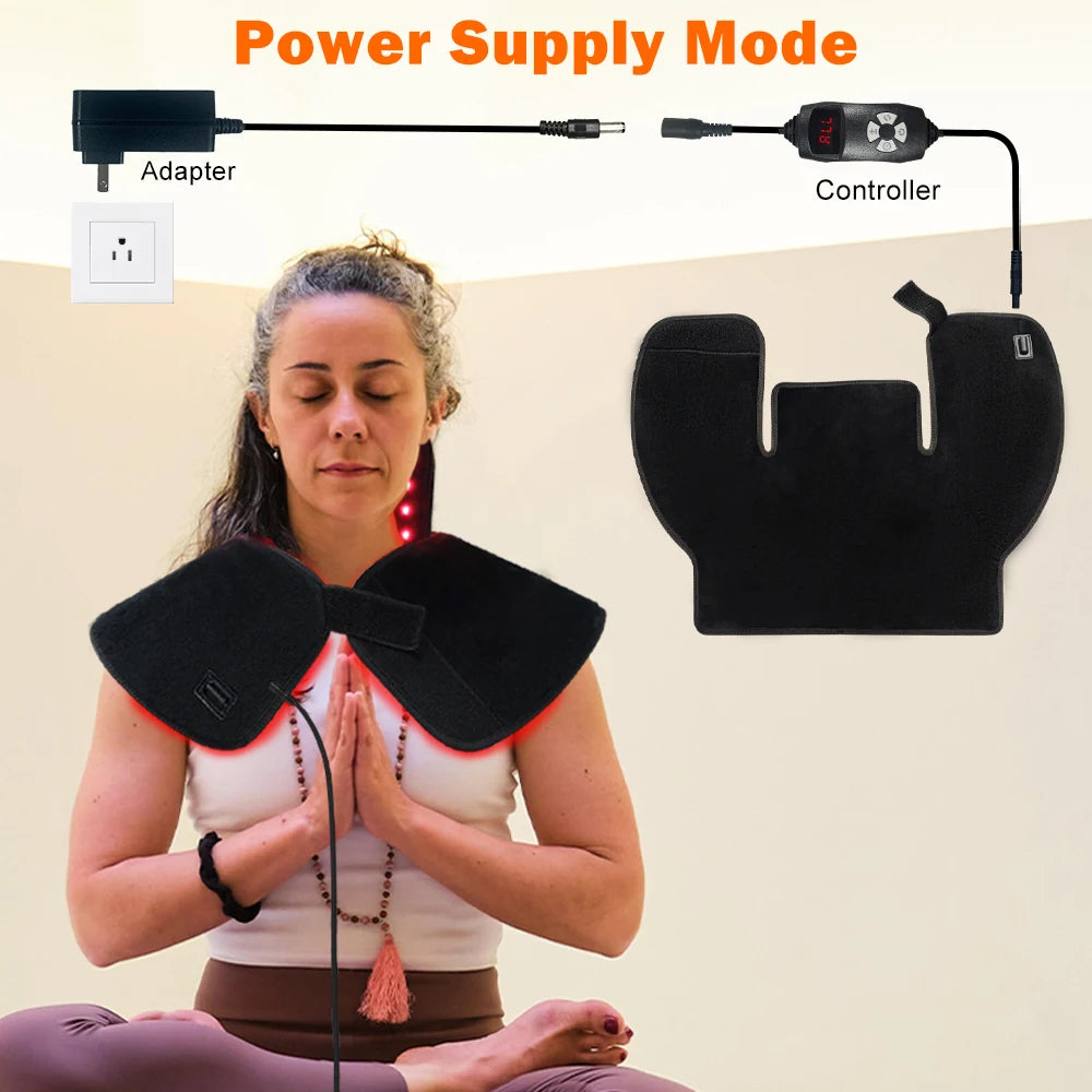 288 LEDs Red Light Therapy Shoulder Neck Wrap, 660nm 850nm Infrared Wearable Pad for Muscle Pain Relief & Relaxation