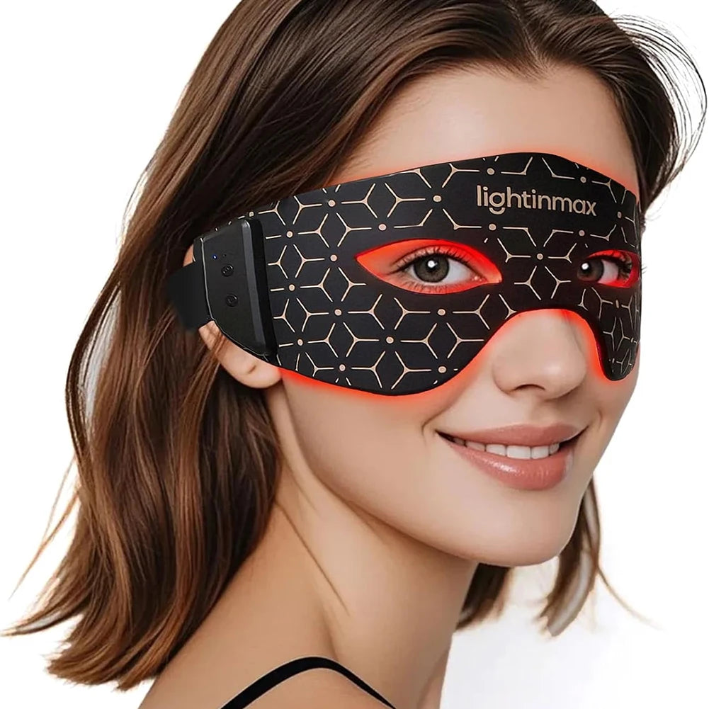 Red Light Therapy Eye Mask (630NM 850NM LED) - 5 Modes Massager for Eye Bags, Dark Circles, Puffiness & Fine Lines