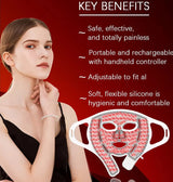 Rechargeable Red Light Therapy Face Mask - 4 Modes, 108 LEDs - Near Infrared Facial Skincare Device for All Skin Types