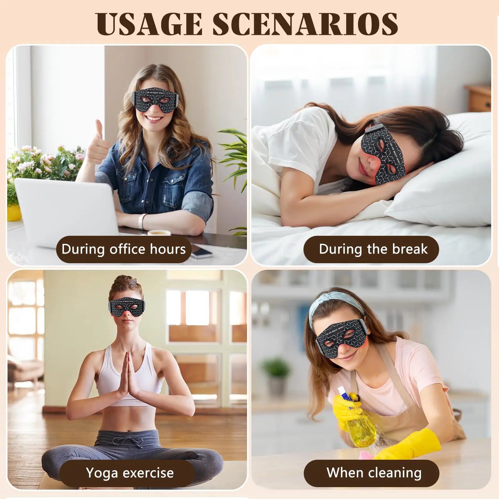 850nm Near-Infrared Red Light Therapy Eye Mask - Treatment for Dark Circles, Puffiness & Wrinkles
