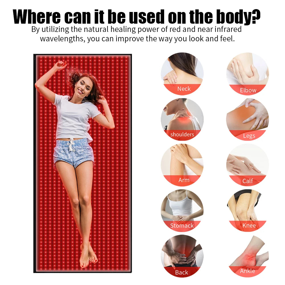 71"x31" Full Body Red Light Therapy Mat, 1280 LEDs 660nm 850nm Infrared Blanket for Pain Relief, Recovery & Wellness