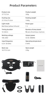 4 Colors Silicone LED Face Mask LED Red Light Photon Infrared Therapy Flexible Facial Mask Repair Skin Brighten Skin Tone