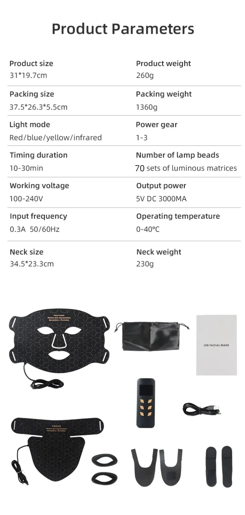 4 Colors Silicone LED Face Mask LED Red Light Photon Infrared Therapy Flexible Facial Mask Repair Skin Brighten Skin Tone
