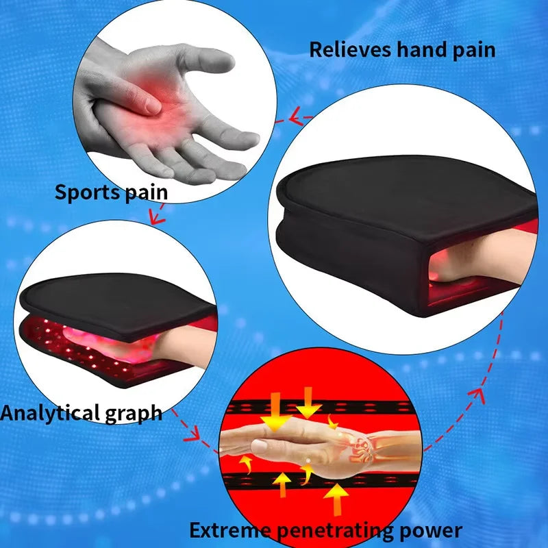 2PCS Red Light Therapy Gloves, 660nm 850nm Infrared Hand Massager with Pulse Mode for Arthritis & Palm Pain Relief