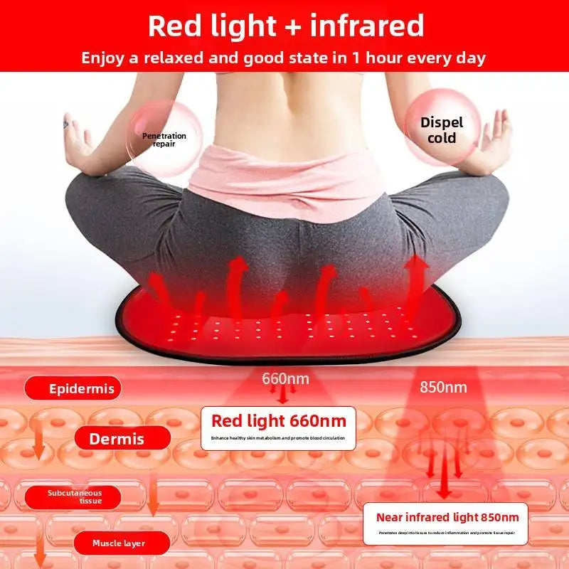 3-in-1 Red Light Therapy Pad, 128 LEDs Infrared Heat Cushion for Foot Waist & Hip Pain Relief, Cordless & Rechargeable