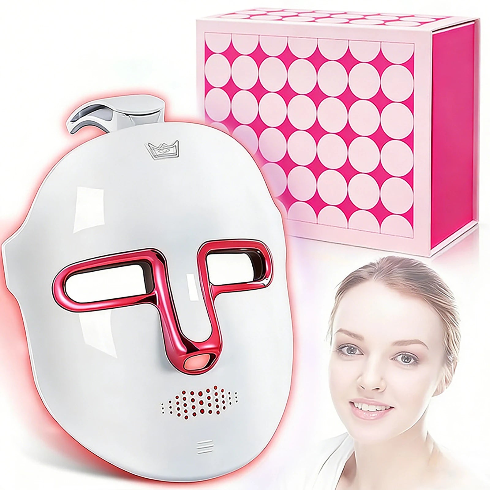 7-Color LED Light Therapy Face Mask - Red & Infrared Facial Skin Care Device - Cordless & Rechargeable for Home Use