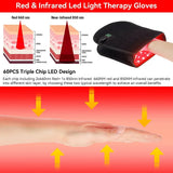 2PCS Red Light Therapy Gloves, 660nm 850nm Infrared Hand Massager with Pulse Mode for Arthritis & Palm Pain Relief