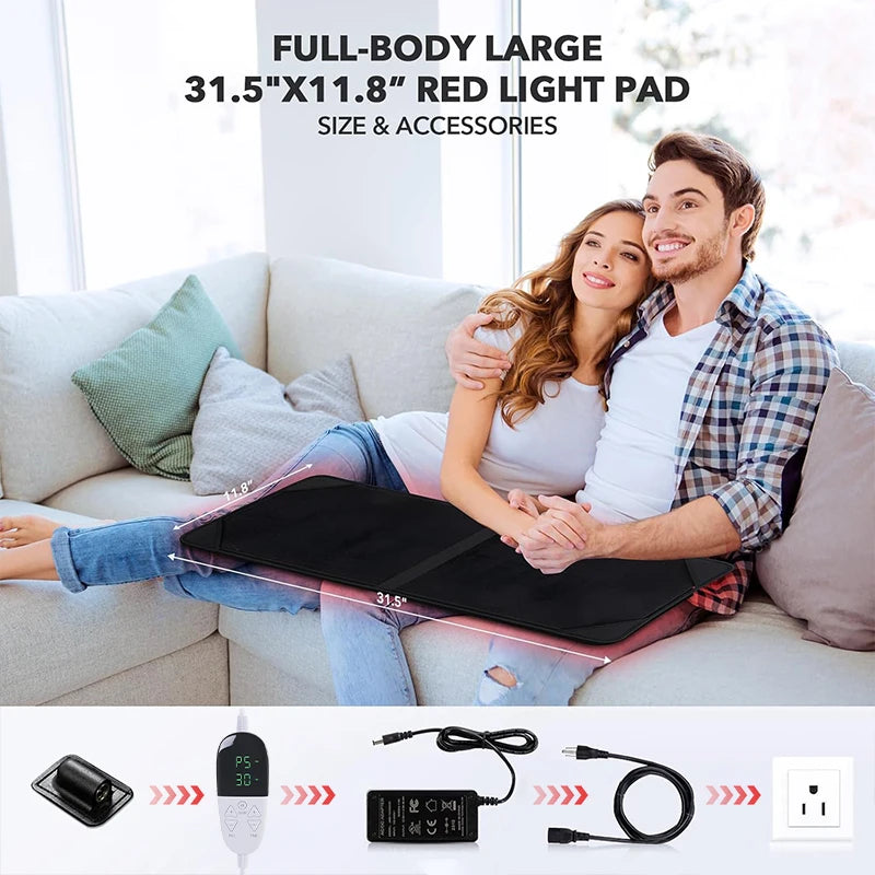 360 LEDs Red Light Therapy Pad, 660nm 850nm Infrared Mat with 10Hz 40Hz Pulse for Back Waist Shoulder Muscle Pain Relief