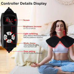 288 LEDs Red Light Therapy Neck & Shoulder Wrap, 660nm 850nm Infrared Pad for Upper Back Pain Relief & Muscle Relaxing
