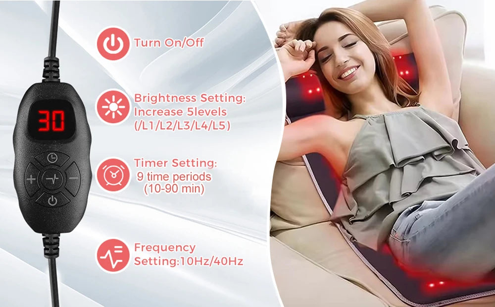 Infrared Light LED Healthcare Belt | 3D Neck Support & Red Light Heating Massage Pad for Full Body Relief