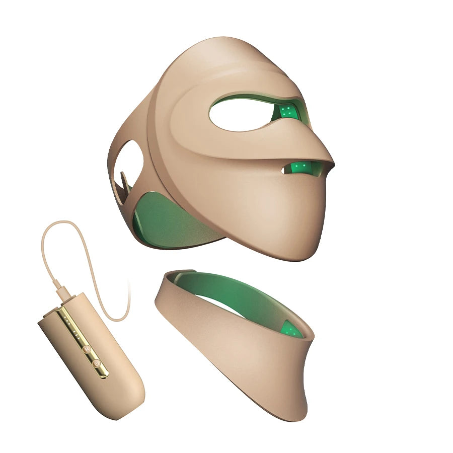 Infrared LED Face & Neck Mask - 676 Beams Red & Green Light Therapy for Dark Spots & Anti-Aging