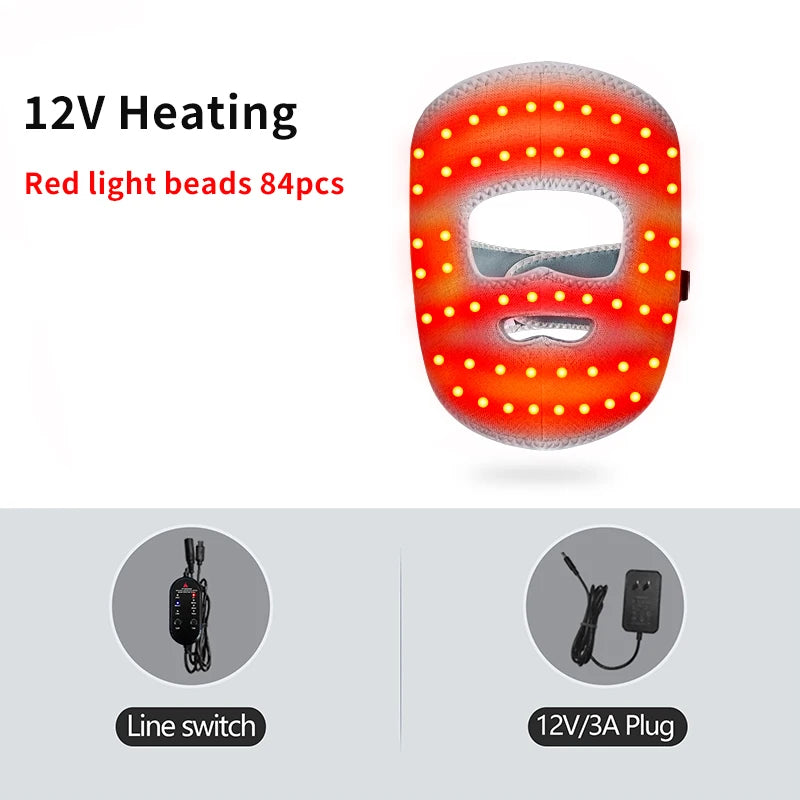 Electric Heated Facial Massager Mask - Red Light Therapy for Jaw Pain, Muscle Stiffness & Stress Relief - Anti-Fatigue Device