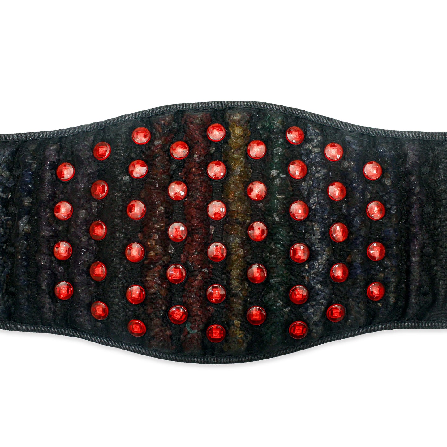 PEMF Infrared Waist Wrap Belt 24x140cm | Amethyst & 8 Crystal Gemstones | 54-LED Red Light 660nm/850nm | Heating Back Massage Belt