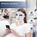 7-Color Wireless Silicone LED Mask for Face & Neck - 309 Light Beams Red Light Therapy for Anti-Aging
