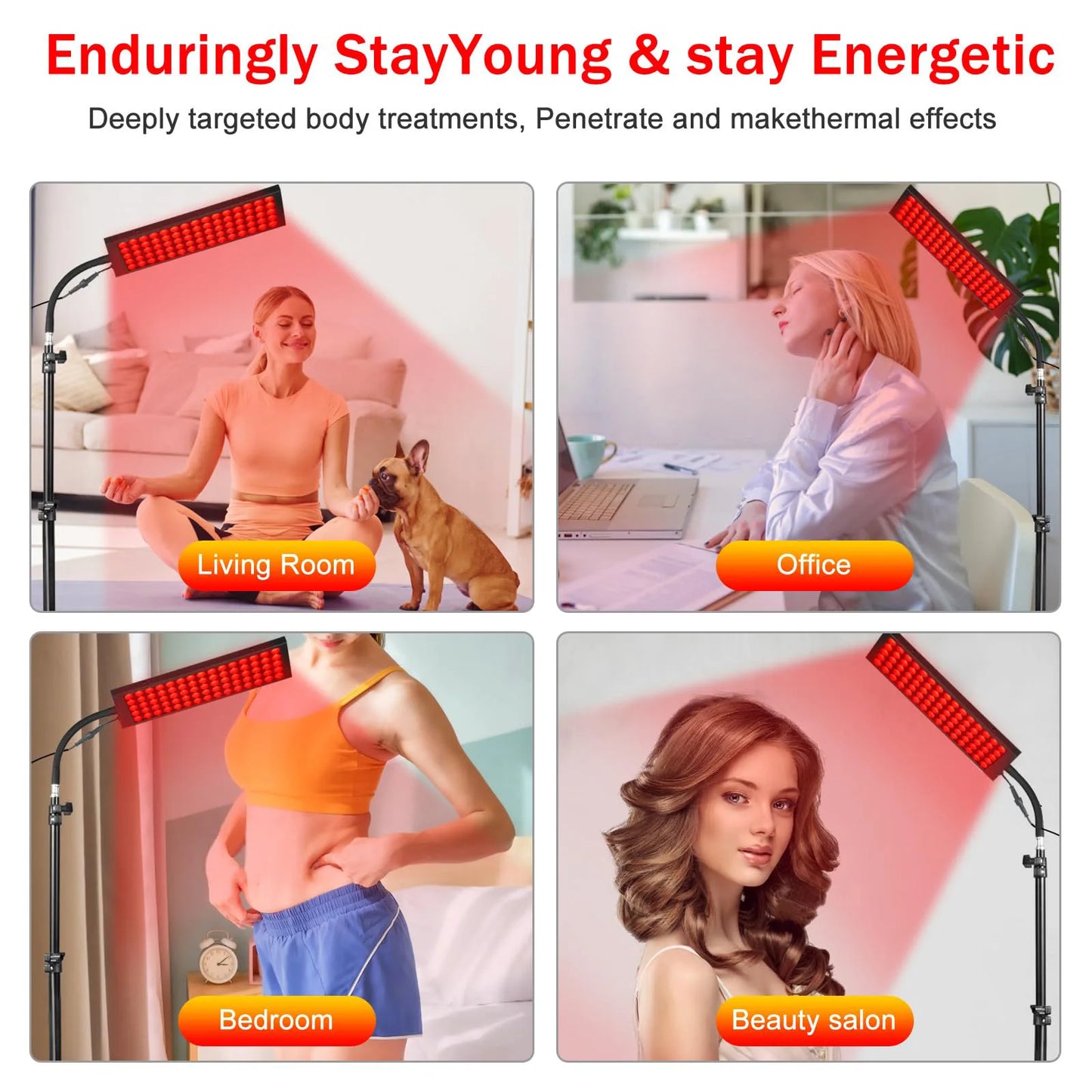 Dual Chip Red Light Therapy Lamp with Stand, 660nm 850nm Infrared Device with Pulse Mode for Pain Relief & Skin Care