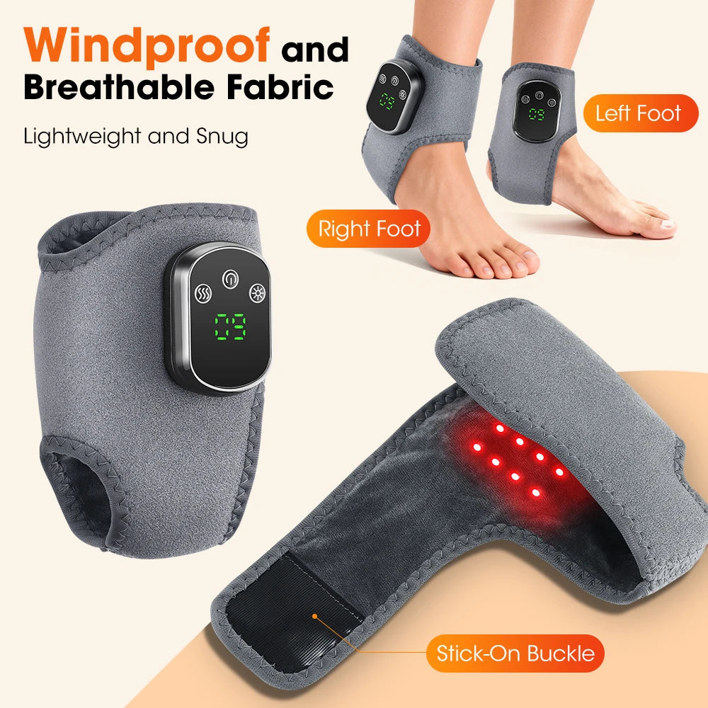 Cordless Red Light Therapy Ankle Massager, 40 Triple-Core 660nm LED Heat Wrap with Vibration for Ankle Pain Relief