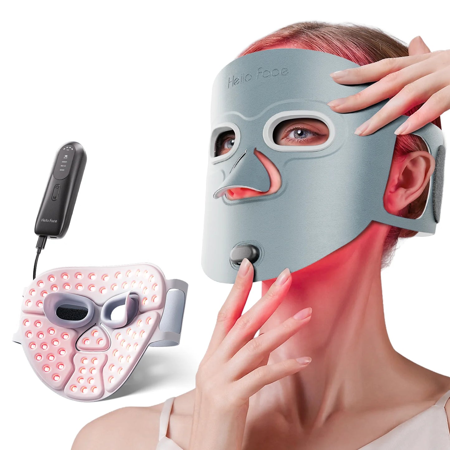 Wireless Red Light Therapy Mask - 850nm Near-Infrared & 4-Color LED Face Mask - 3000mAh Rechargeable 3D Beauty Device