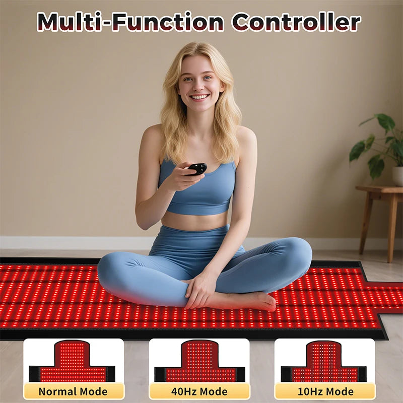 1370 LEDs Professional Red Light Therapy Pad, 660nm 850nm Infrared Body Mat for Full Body Pain Relief & Recovery