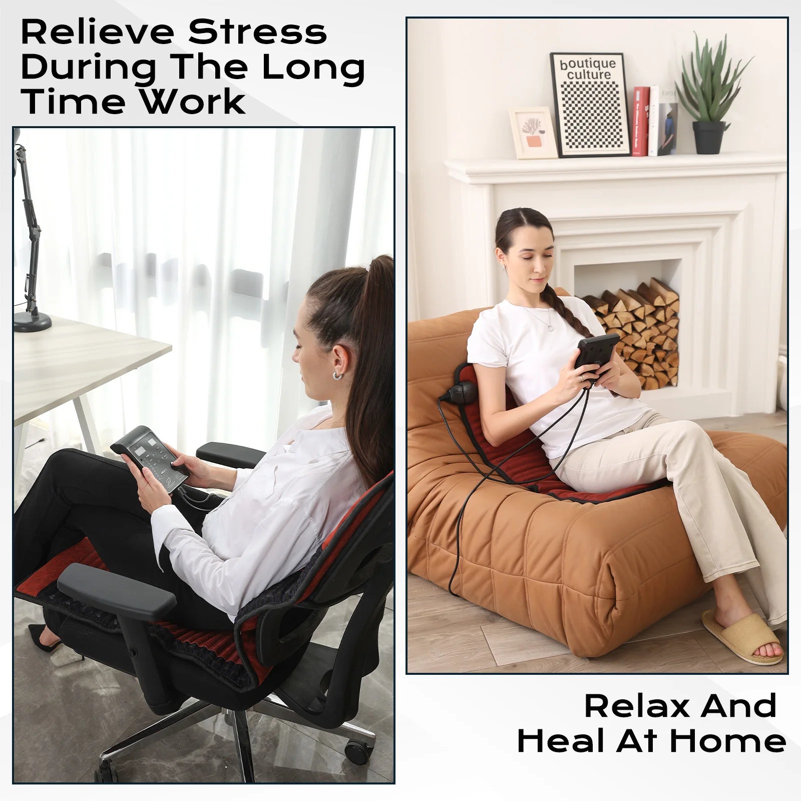 PEMF Far Infrared Therapy Back Mat 47x85cm | Amethyst Crystal | 2 PEMF Coils | Negative Ion Heating Pad | Back Pain Relief