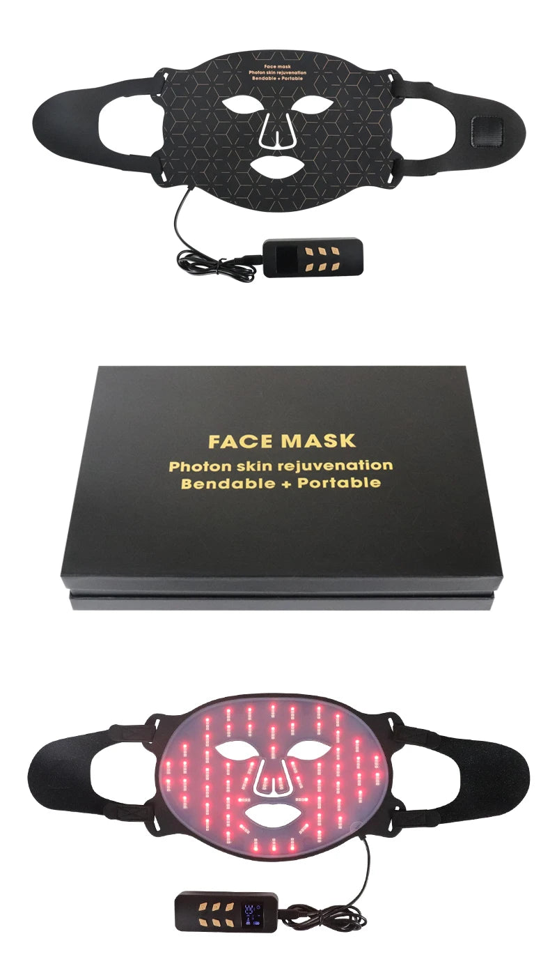 4-Color Silicone LED Face Mask, 850nm Near-Infrared & Red Light Therapy Device, 3000mAh Rechargeable Beauty Mask (240 LEDs)
