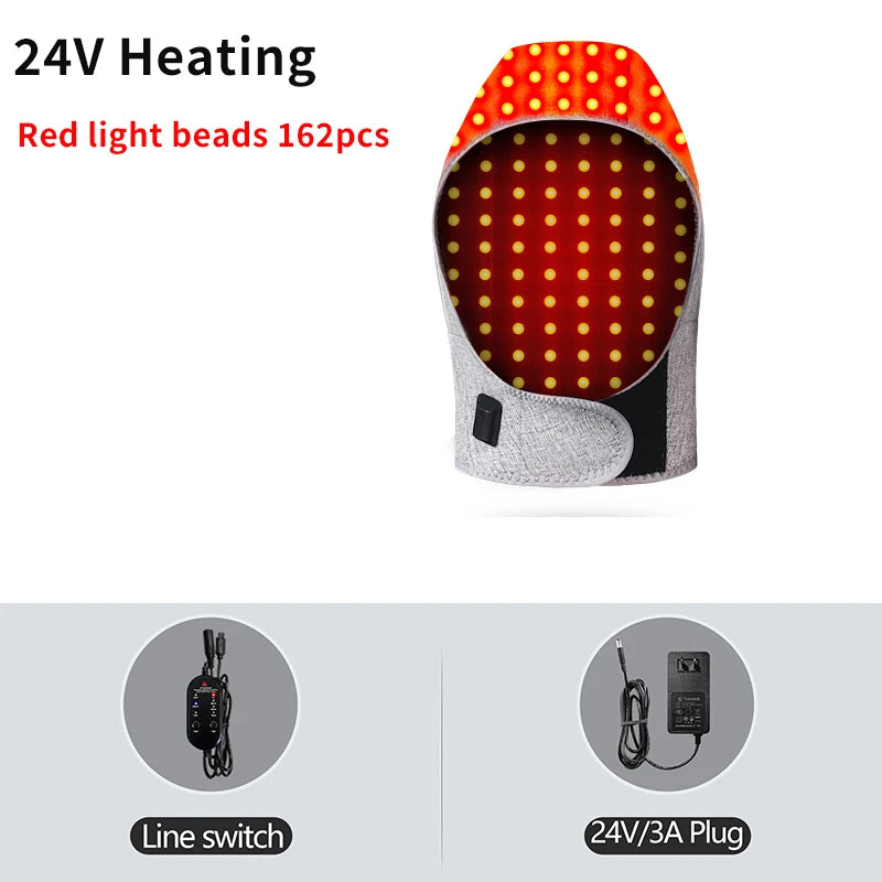 Red Light Therapy Heating Hat for Head & Neck, 65°C Infrared Heated Wrap for Migraine, Stress & Cervical Pain Relief