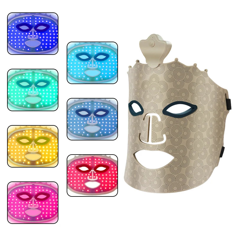 4 Colors Silicone LED Face Mask LED Red Light Photon Infrared Therapy Flexible Facial Mask Repair Skin Brighten Skin Tone