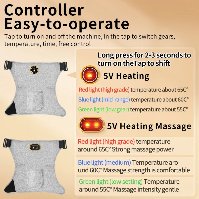 Red Light Therapy Heating Hip Pad, Vibration Massage Wrap for Sciatica Relief, Groin & Thigh Pain Recovery (45-65°C)
