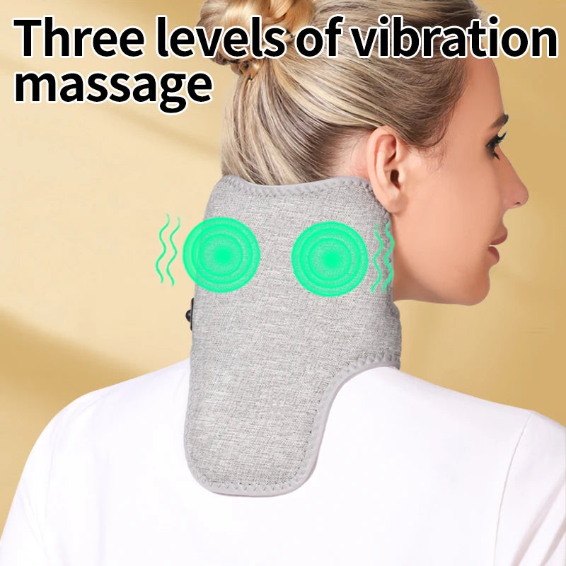 Red Light Therapy Neck Massager, Heated Vibration Wrap for Cervical Spine Pain Relief, Stiff Neck & Tension Support
