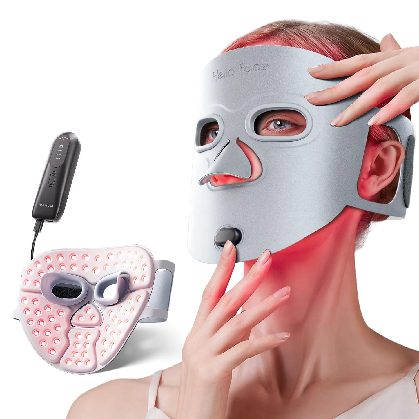 Wireless Red Light Therapy Mask - 850nm Near-Infrared & 4-Color LED Face Mask - 3000mAh Rechargeable 3D Beauty Device
