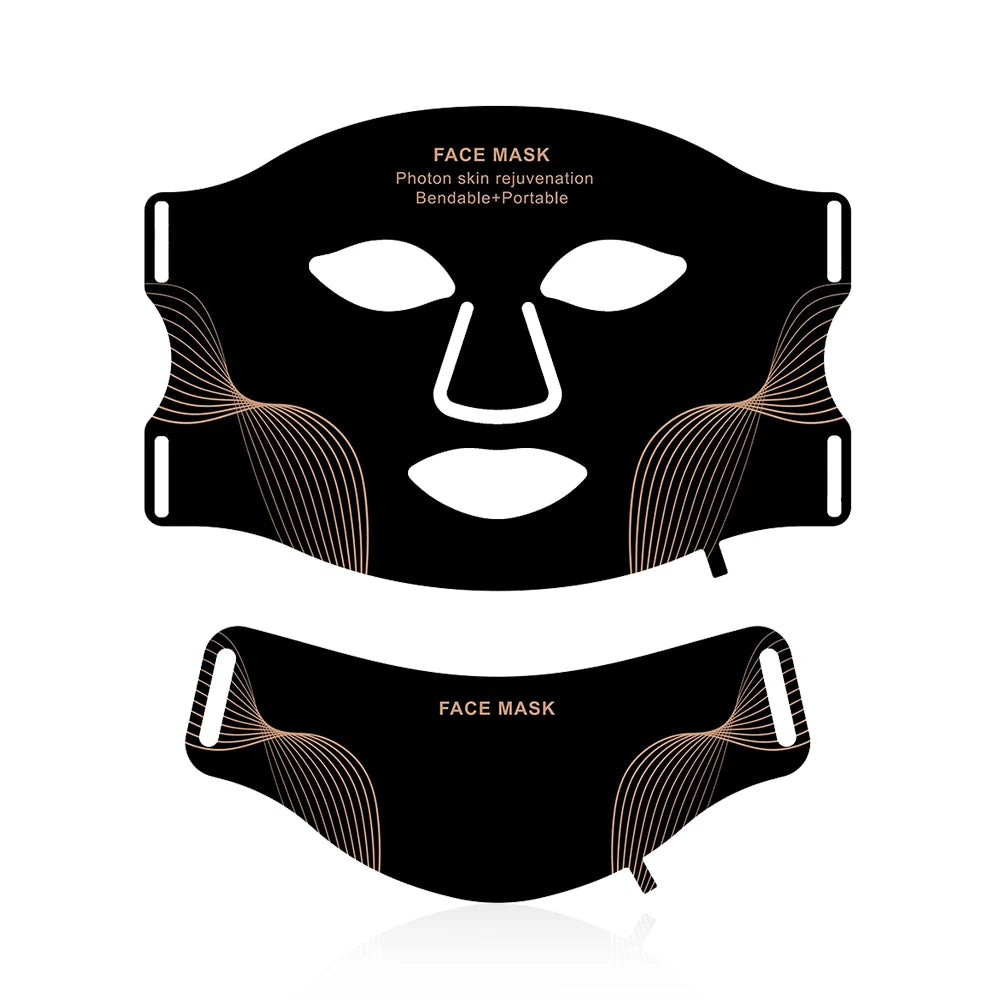 7-Color Wireless Silicone LED Mask for Face & Neck - 309 Light Beams Red Light Therapy for Anti-Aging