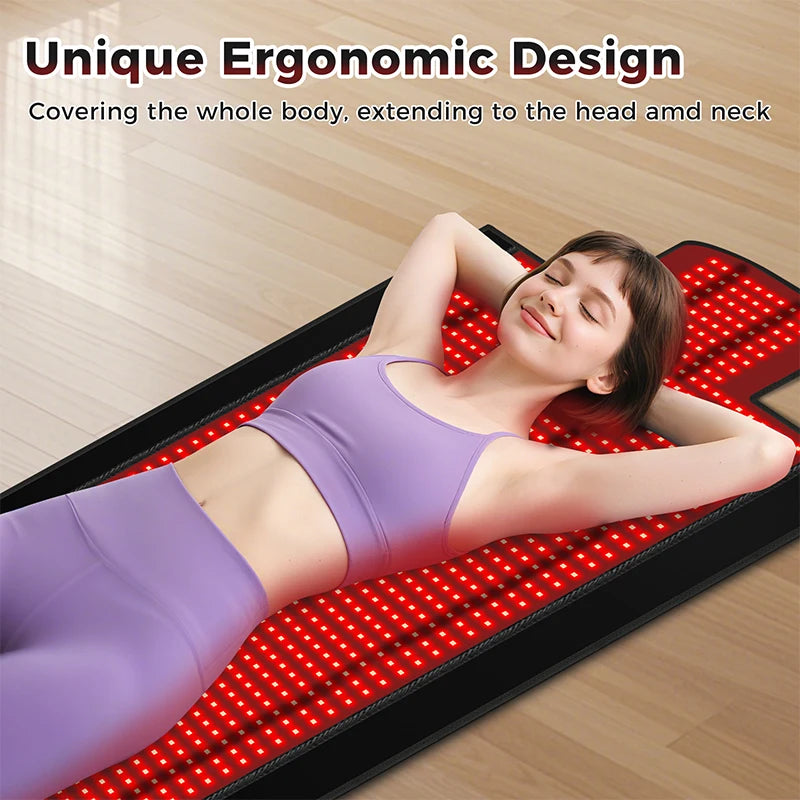 1370 LEDs Professional Red Light Therapy Pad, 660nm 850nm Infrared Body Mat for Full Body Pain Relief & Recovery