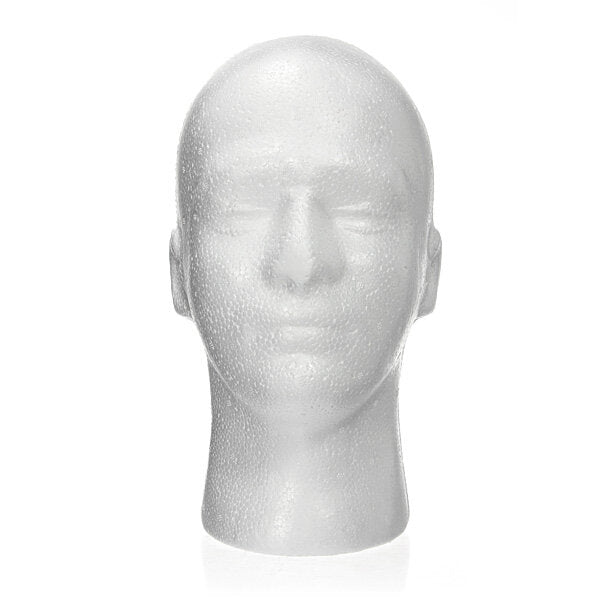 Male Foam Manikin Head Stand for Wig, Hat, Glasses Display Holder Model